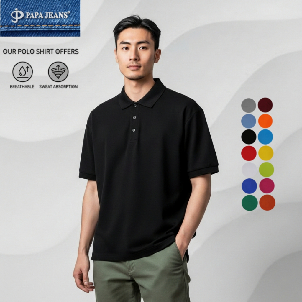 Kaos Polo Papa Jeans Lengan Pendek 15 Warna