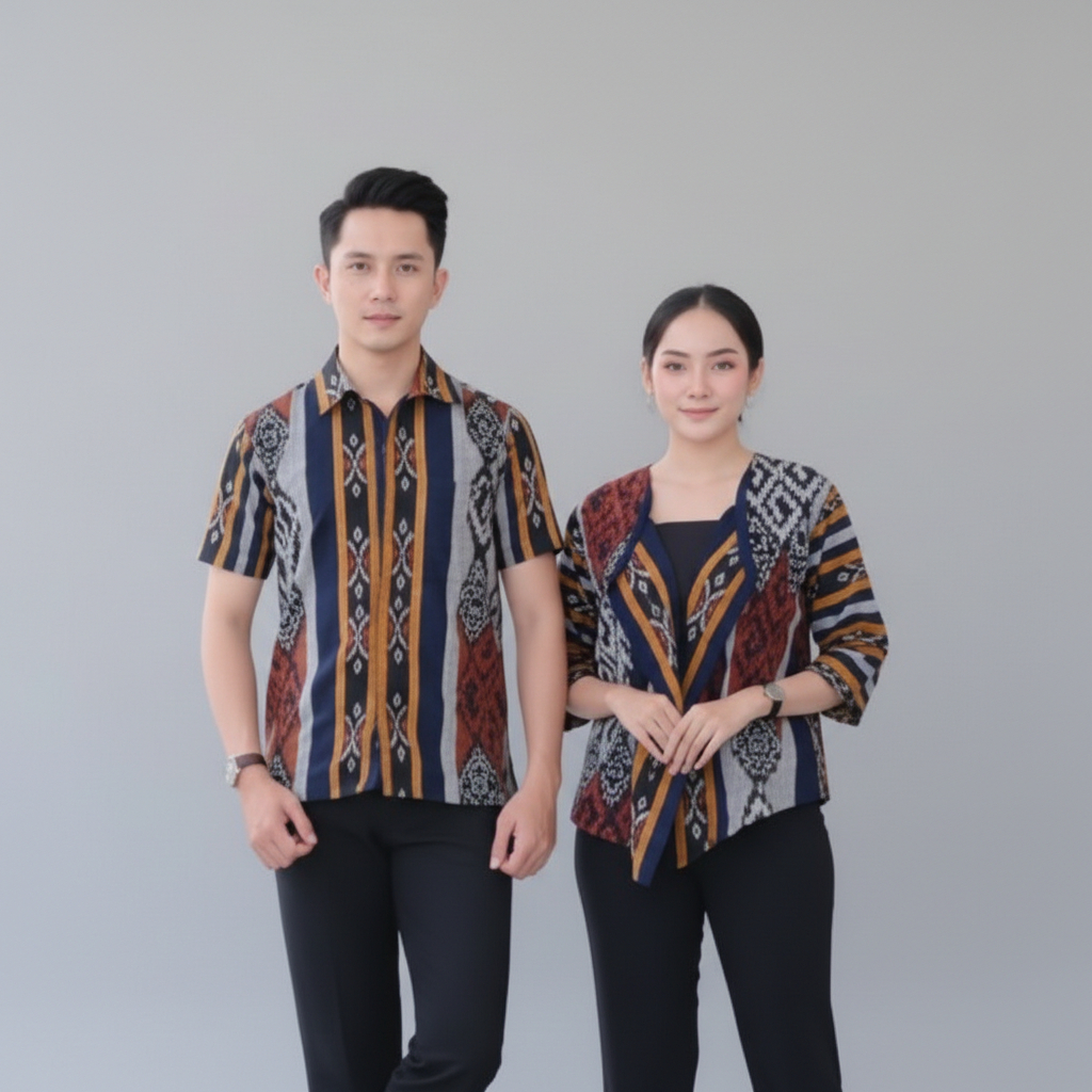 Setelan Batik Pria Premium Blazer Outer Kemeja | Batik Tenun Formal Kantor Kondangan