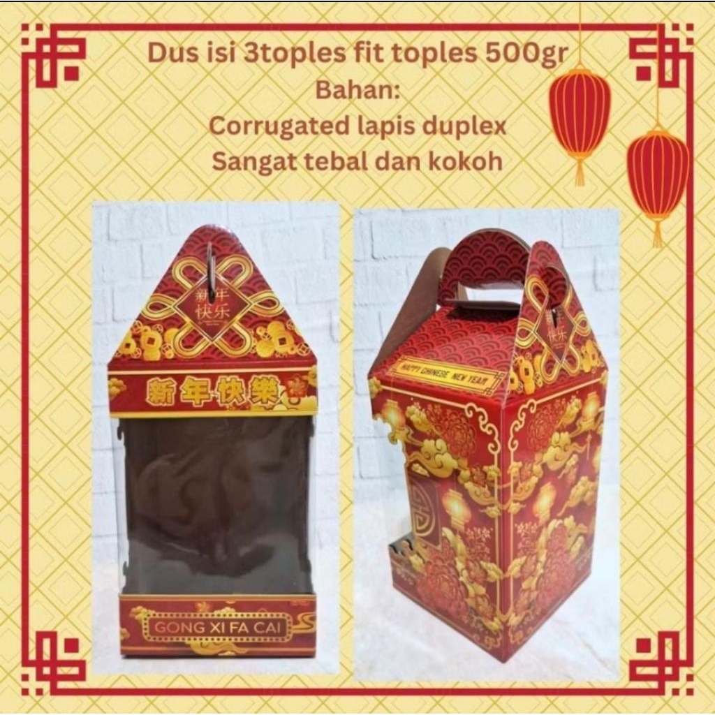 Hampers imlek dus toples isi 3 500gr hardtop box kue kering imlek chinese new year parsel hampers