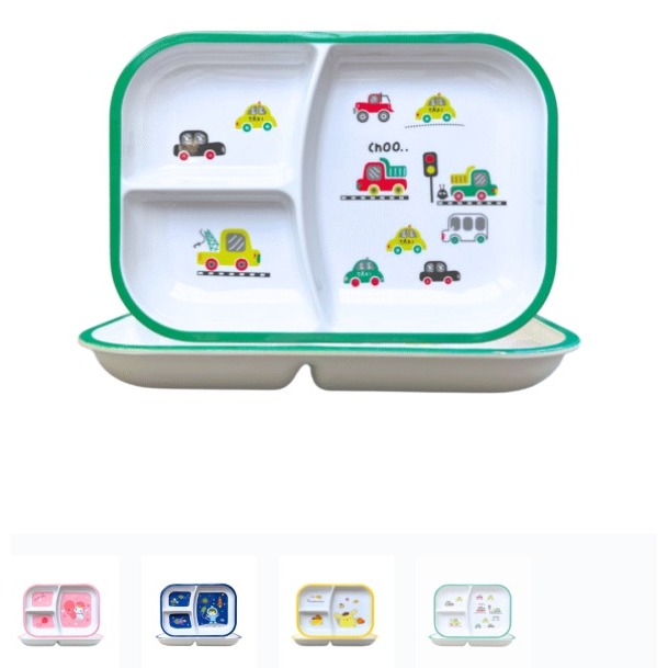 Satuan  Piring Sekat 3 Mangkok Melamin Ori Set Hello Kitty Kuromi Pompompurin Melody Cinnamoroll / P