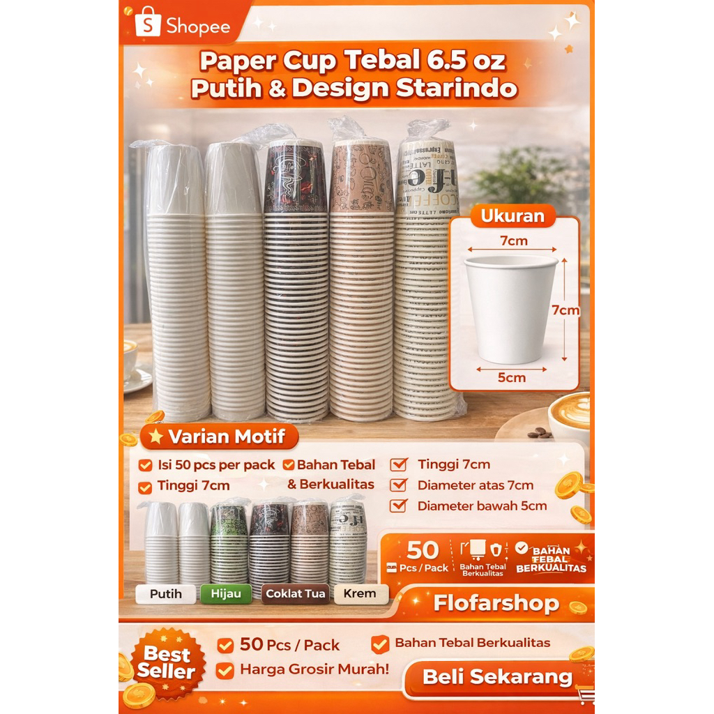 paper cup kopi 6,5 oz starindo