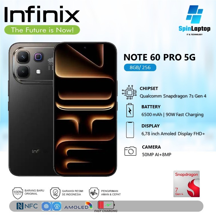 INFINIX NOTE 60 PRO 8/256 12/256 | Qualcomm Snapdragon 7s Gen 4 | Layar AMOLED 6,78 inci Resmi