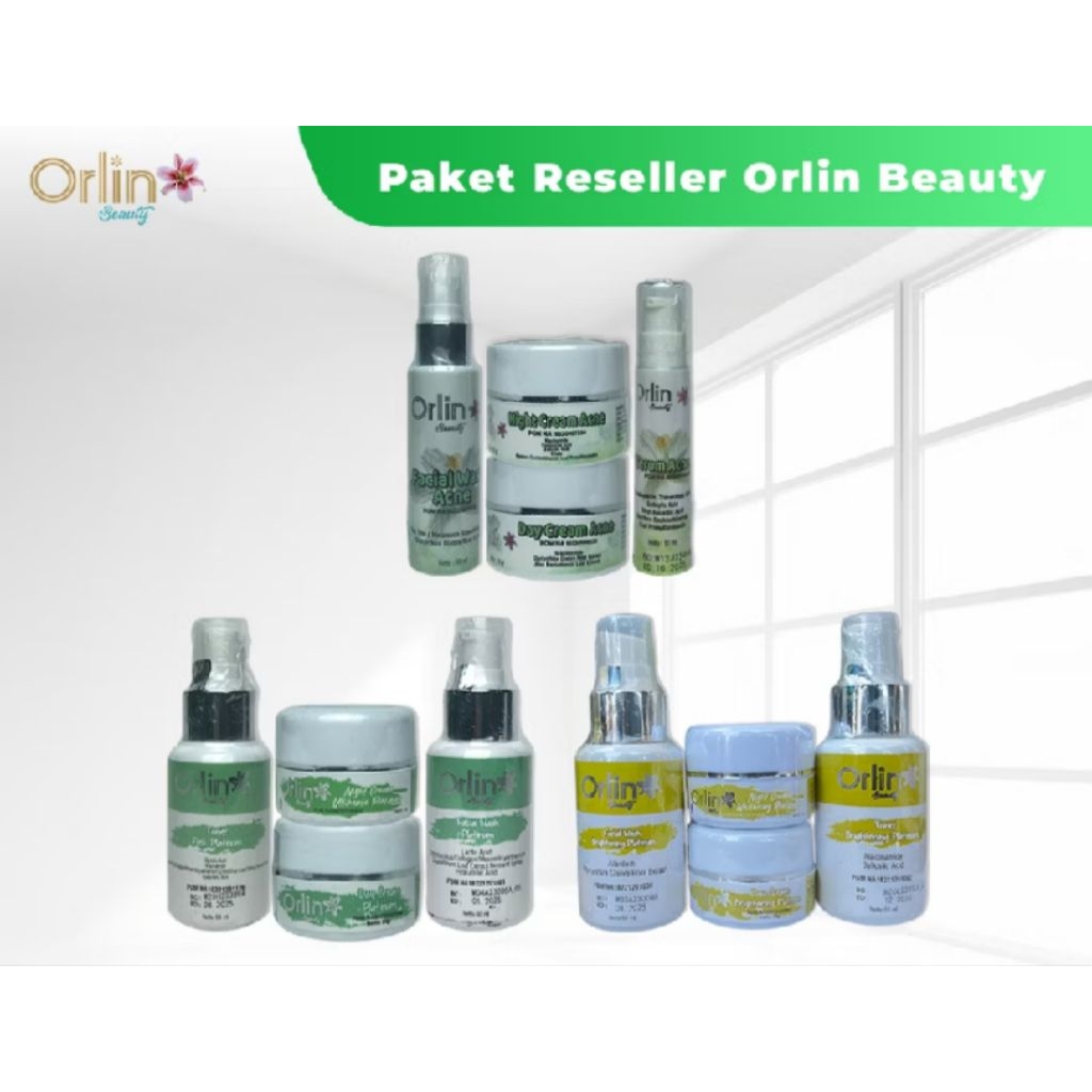 Paket Resseler Skincare Orlin Beauty Acne hemat ,Paket Flek Platinum, PaketBritening/ Whitening