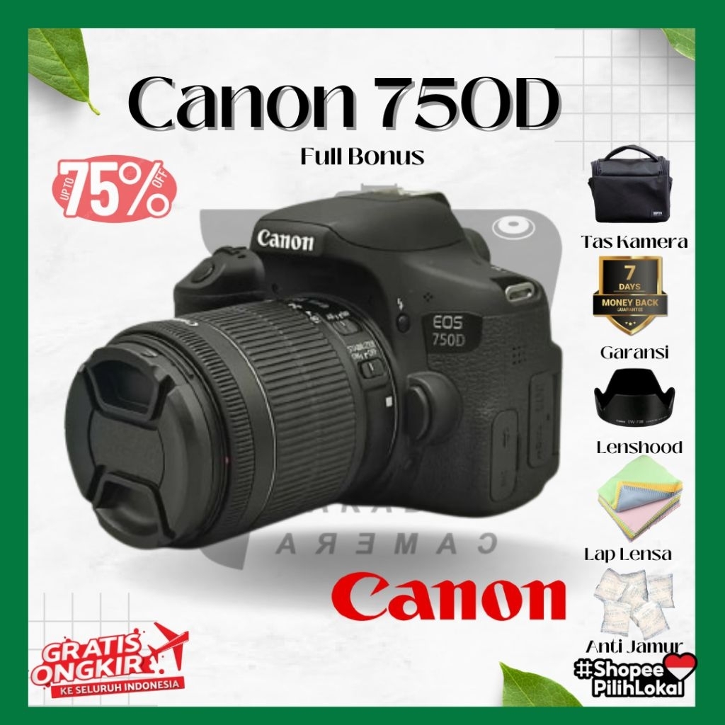 Kamera Canon 750D Dan 760D Lensa Kit STM 18-55 + Tas Baru +Memori Dan Garansi