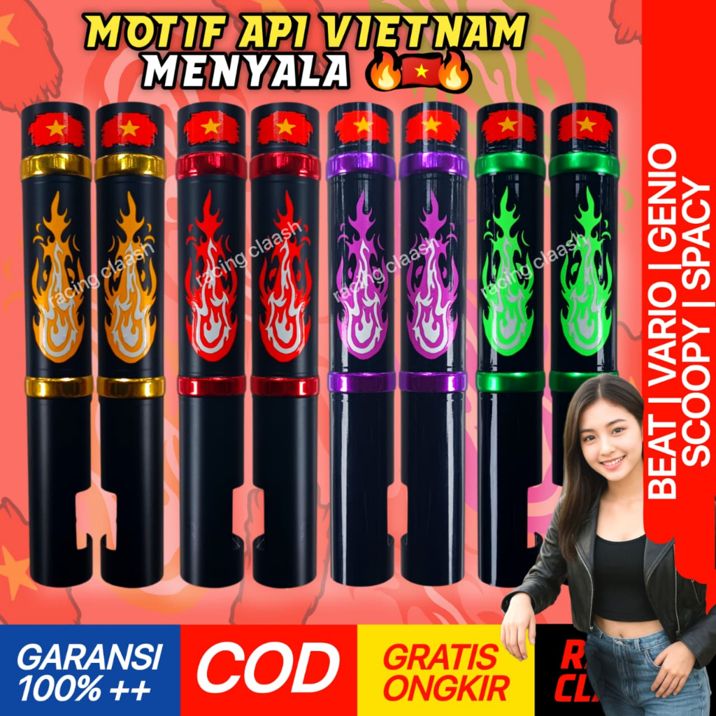 Master Cover Shock Depan Beat Vario Scoopy Spacy Genio Motif Api Vietnam Style 110 125 150 160 Karbu
