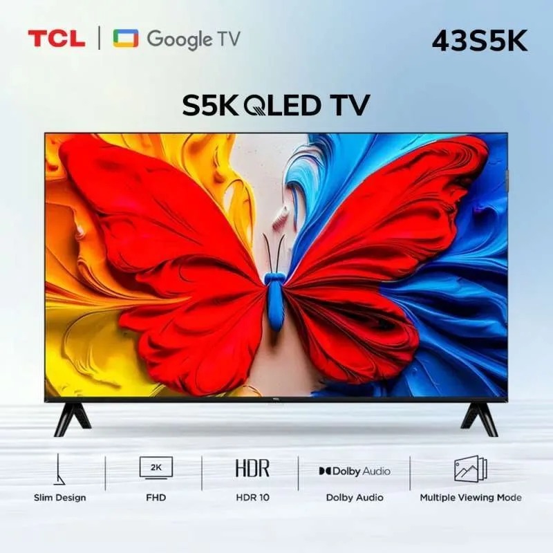 TV TCL 43S5K QLED 43 Inch Full HD Google TV, Smart TV - Bezel-less & Dolby Audio Gambar Jernih, Suar