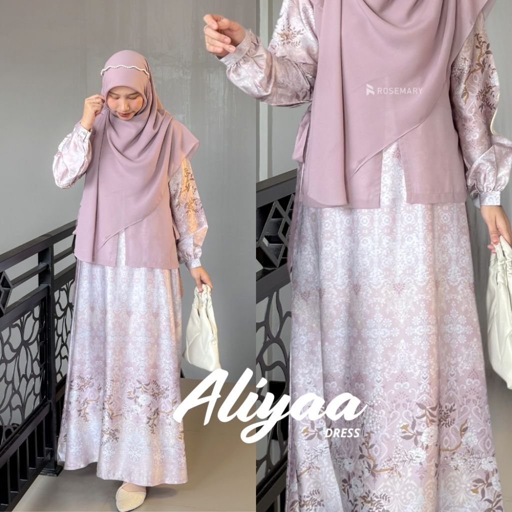 ALIYAA SET (DRESS MOTIF DAN ROMPI/VEST)| Dress Rompi | Dress Korea | Gamis Idul Fitri