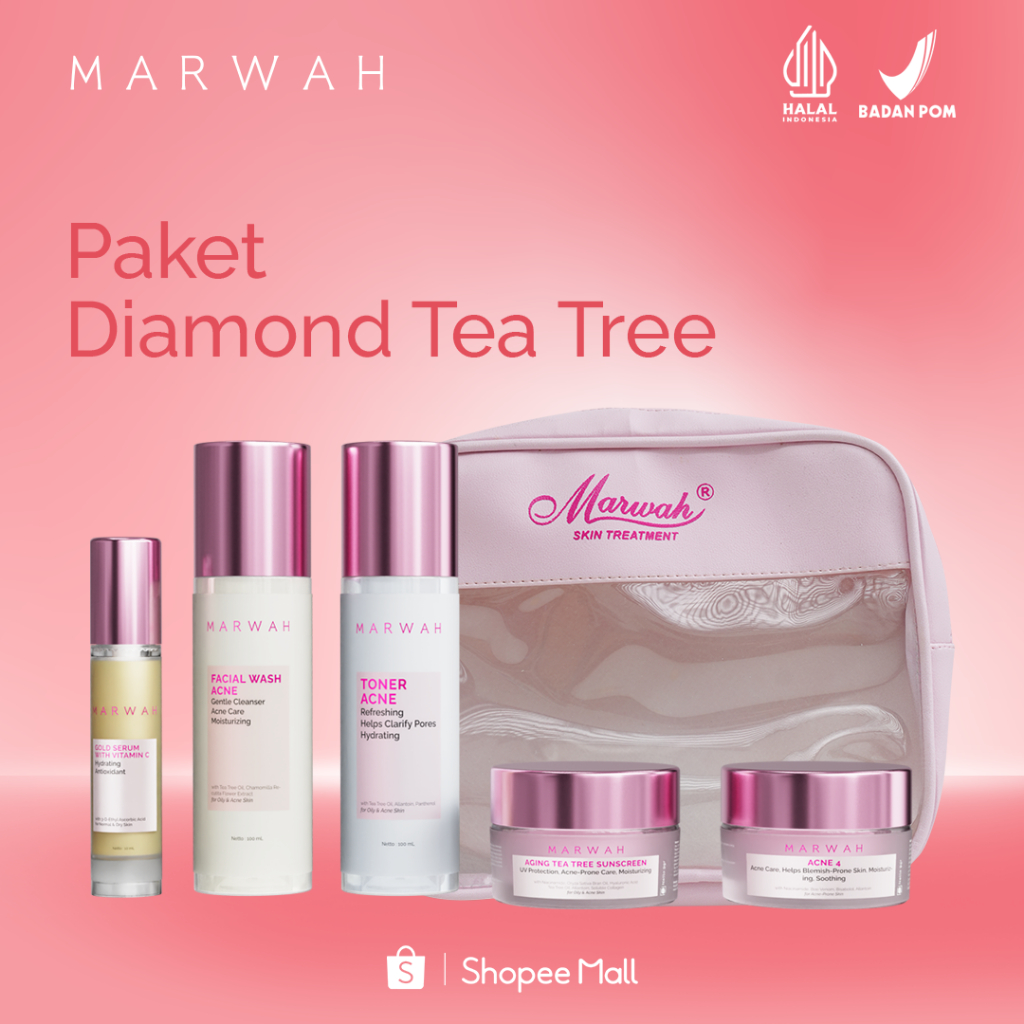 Marwah Skincare Paket Diamond Teatree Ampuh Melasma Flek Mengurangi Kerutan Keriput Wajah