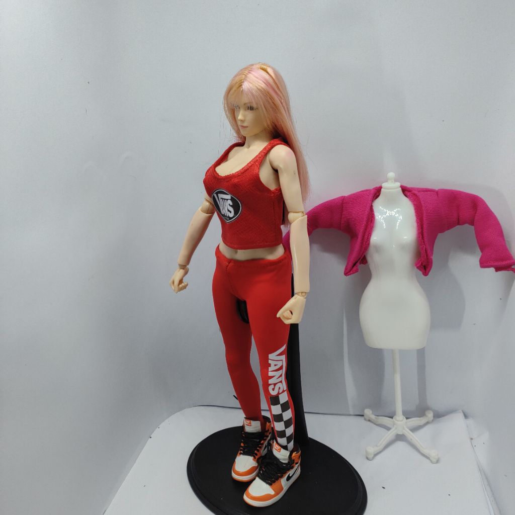 skala 1/6 pakaian set dan celana pink body female boneka kitbash