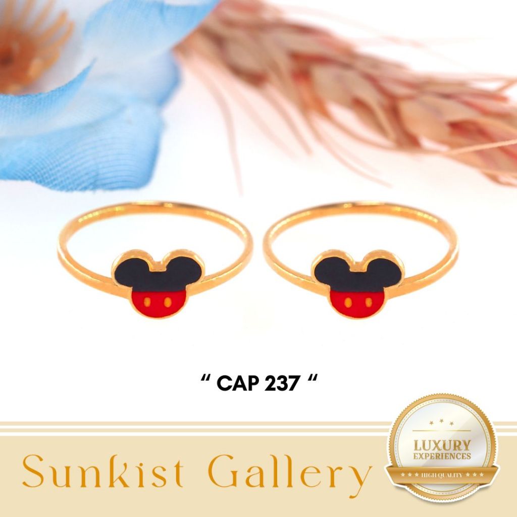 CINCIN EMAS ANAK MODEL MICKEY TERBARU TANPA PERMATA EMAS ASLI EMAS MUDA DAN TUA KADAR 6K (300), 8K (