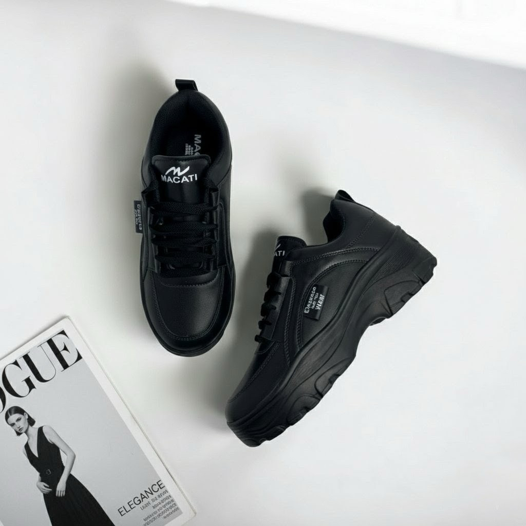 "New Macati"Sepatu Sekolah Hitam Wanita Korean Style Sepatu Perempuan Korean Style Warna Hitam terba