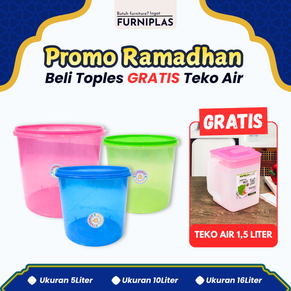 [GRATIS TEKO AIR] Paket Ramadhan Toples Sealware Plastik Segel 5 10 16 Liter Tahan Lama Bulat Jumbo 