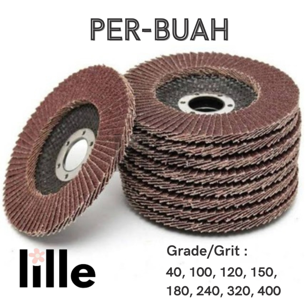 Flap Disc 4 Inch Amplas Susun Tumpuk Kasar Sedang Halus Mata Gerinda Diameter 100 mm x 16 mm Ampelas