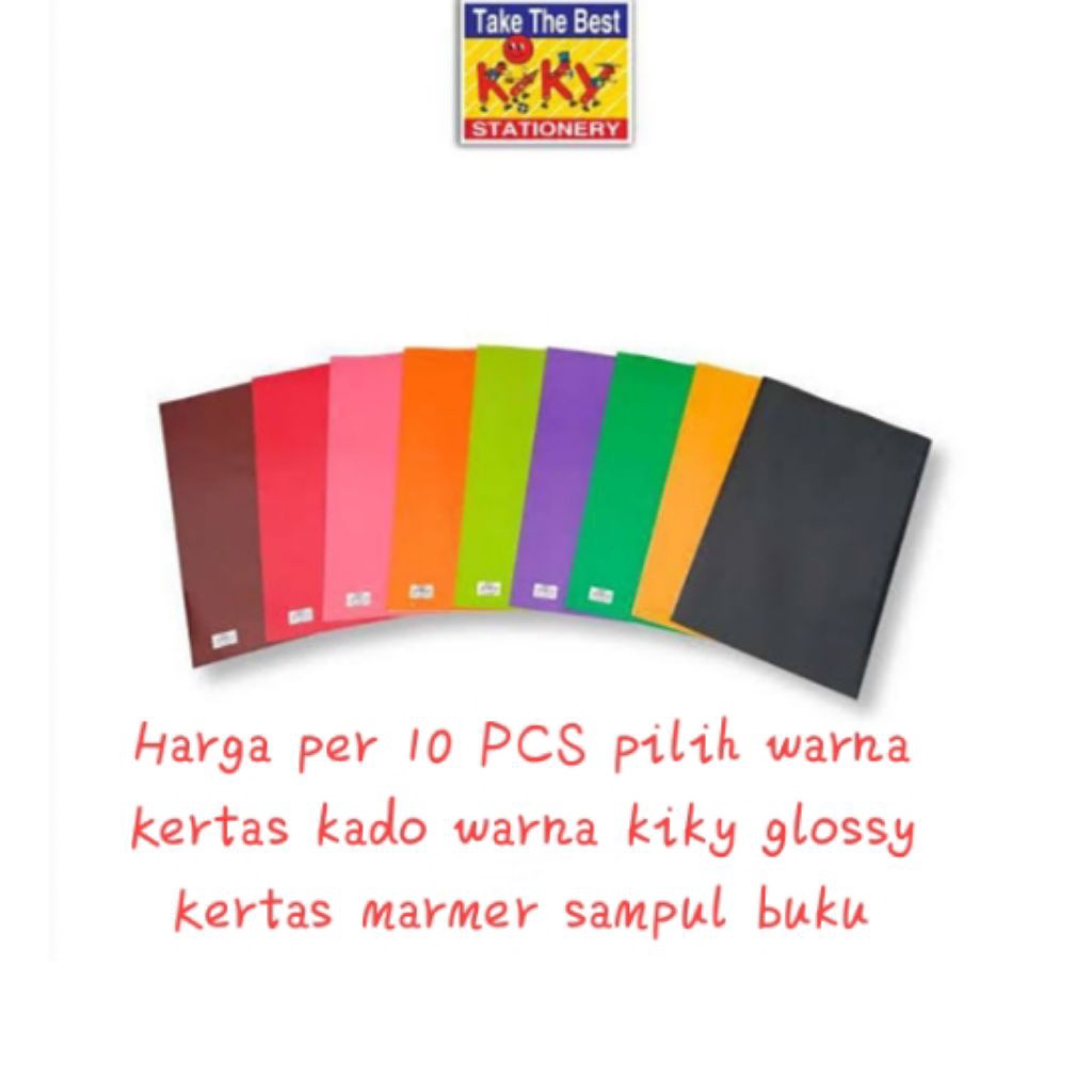 10 PCS Kiky Kertas Kado Warna Polos Glossy / Kertas Bungkus Kado Murah Berkualitas
