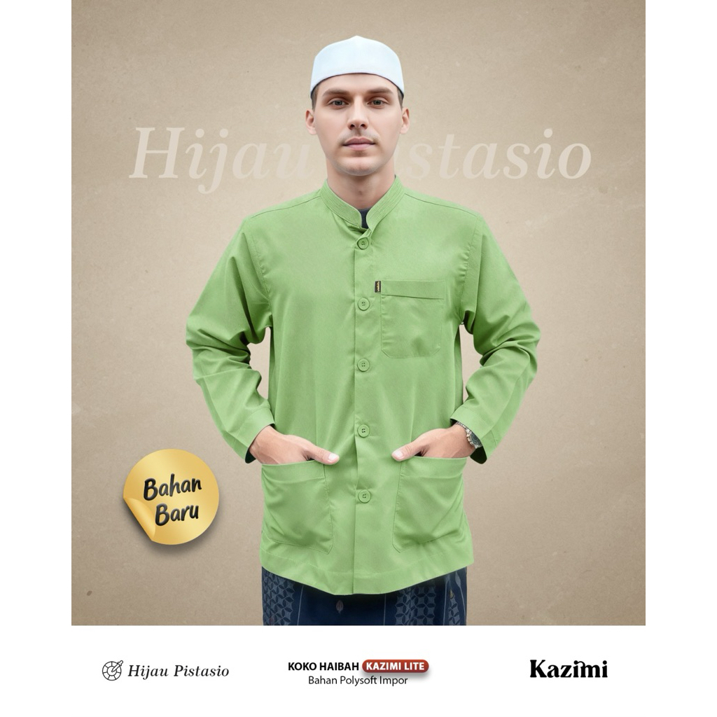 Baju Koko Haibah Kazimi Lite Hijau Pistasio