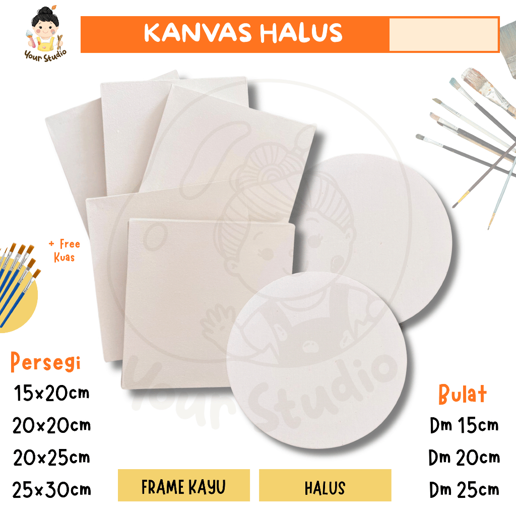 Kanvas Halus Persegi, Bulat (Spanram Kayu) @your_____studio