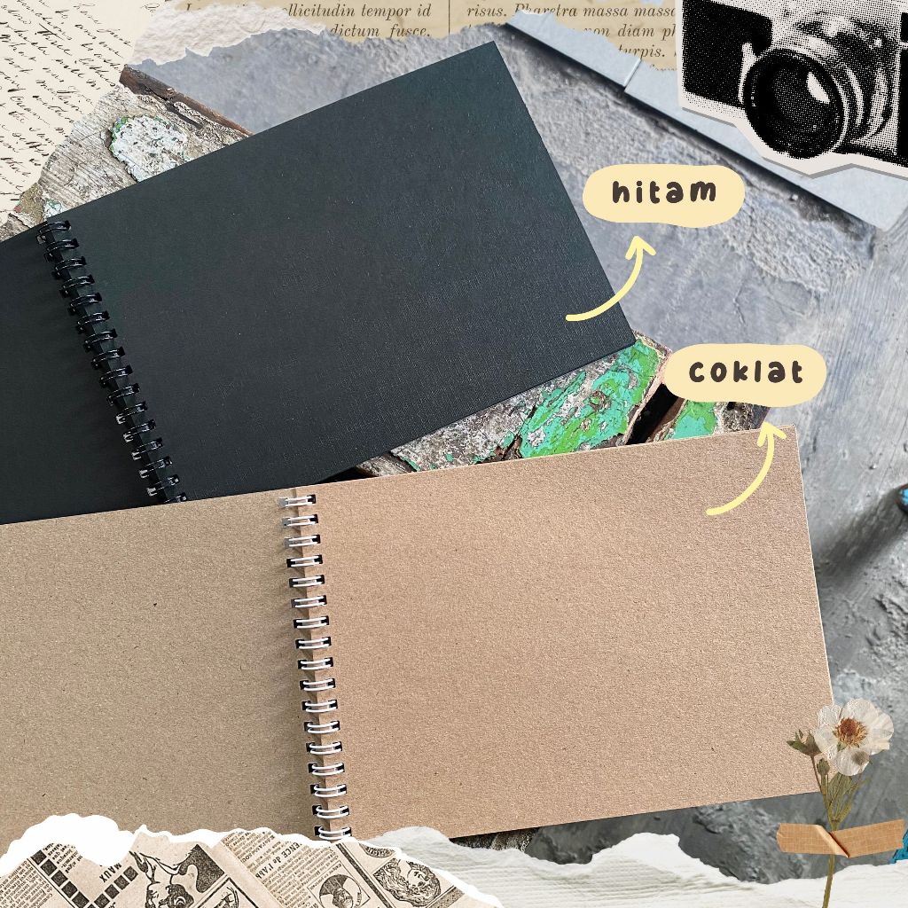 Scrapbook Polos Landscape Coklat dan Hitam isi 20 lembar