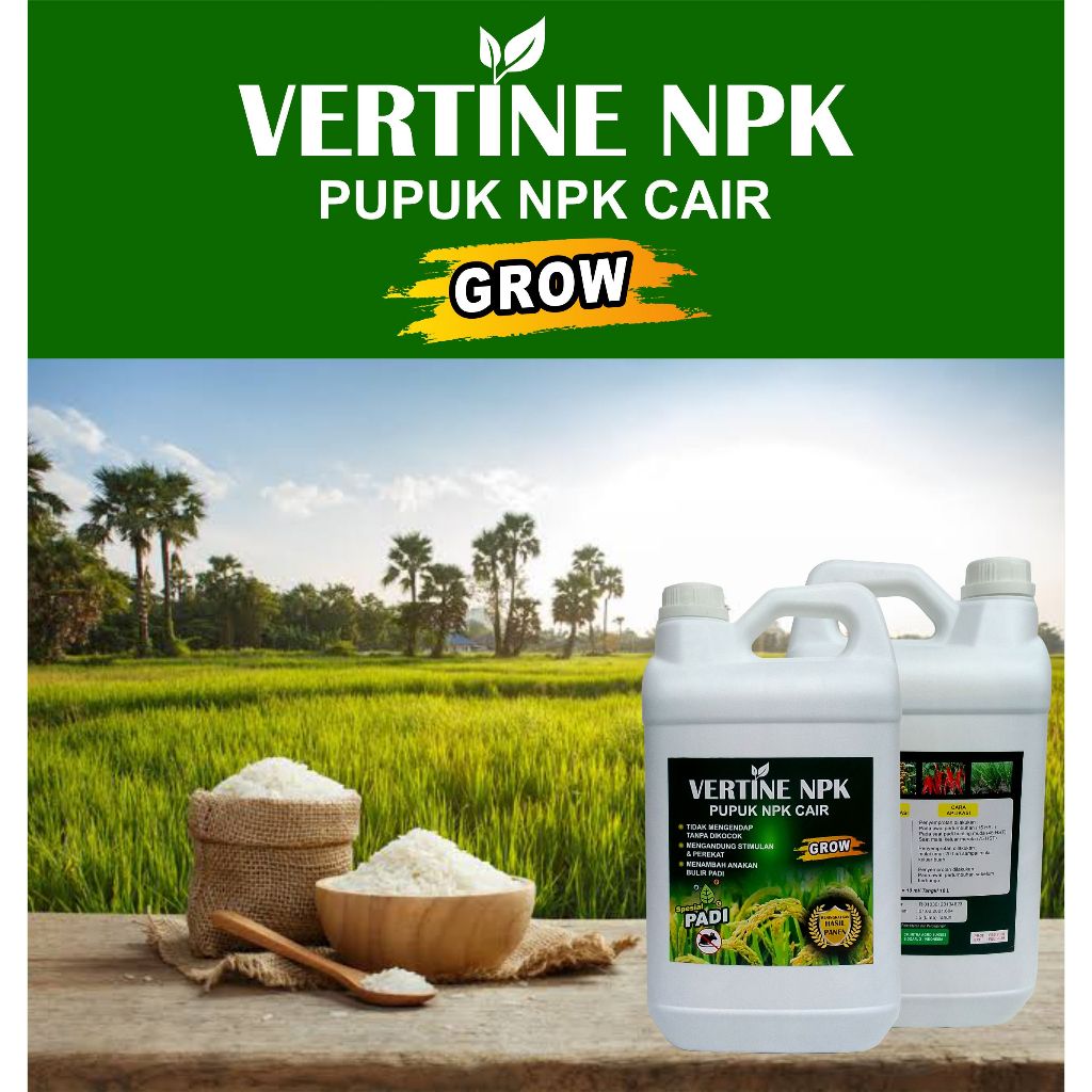 Vertine NPK Grow 5 Liter Pupuk NPK Pelebat Padi Plus Anti Hama Garansi Asli