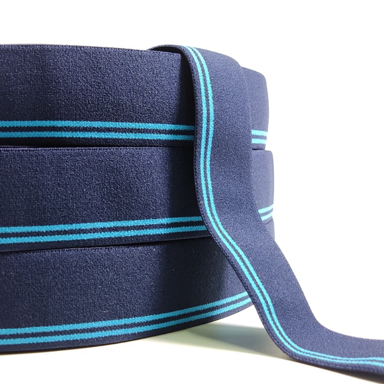 Karet Elastis Salur 3.5 CM - Navy List Blue | Karet Elastis Salur | Karet Sintetis | Aksesoris List 