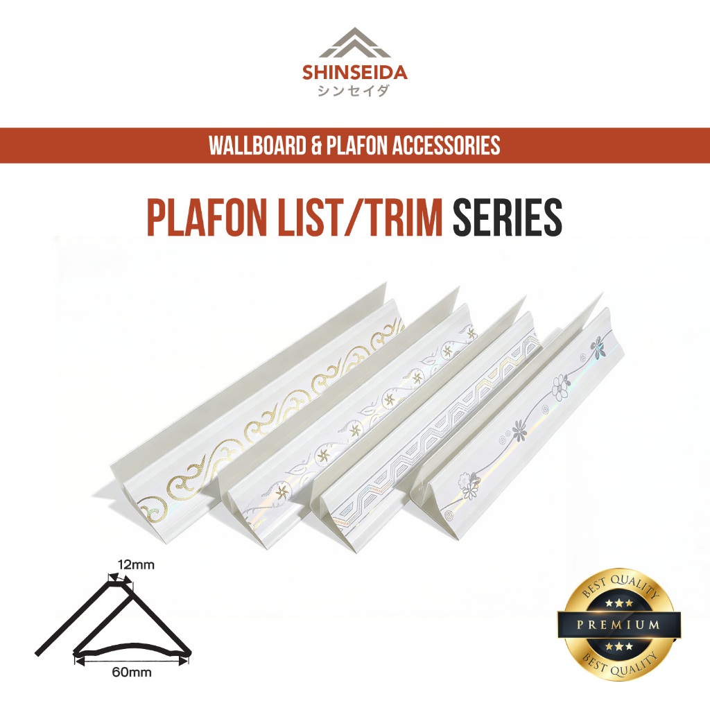 SHINSEIDA Lis Dinding 6cm*395cm PVC Lis Plafon PVC Lis Sudut Plafon Untuk Pinggiran Dan Aksesoris Pl