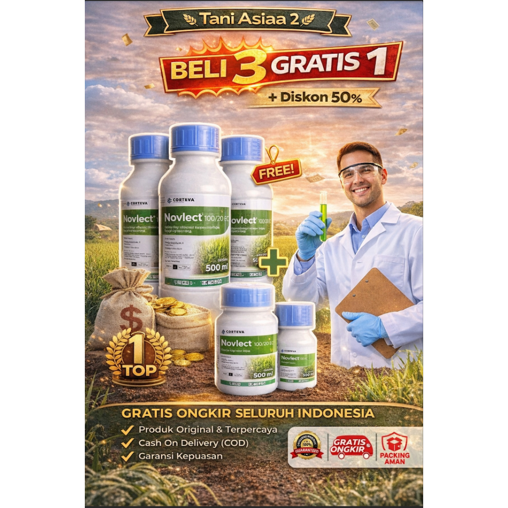 Herbisida Novlect 120EC 500ml BELI 3 GRATIS 1 Obat Pembasmi Gulma Rumput Tanaman Padi