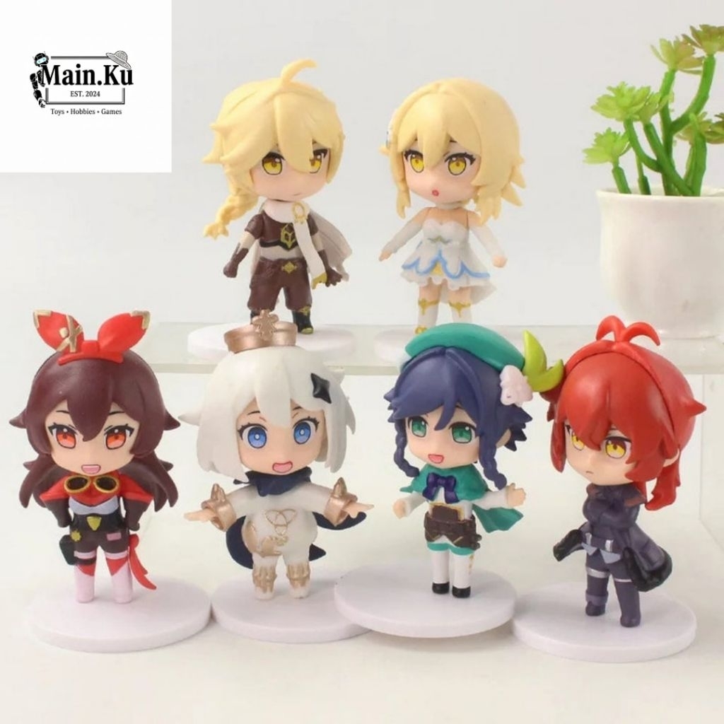 Action Figure Genshin Impact Diluc Ragnvindr Aether Amber Paimon Lumine Venti