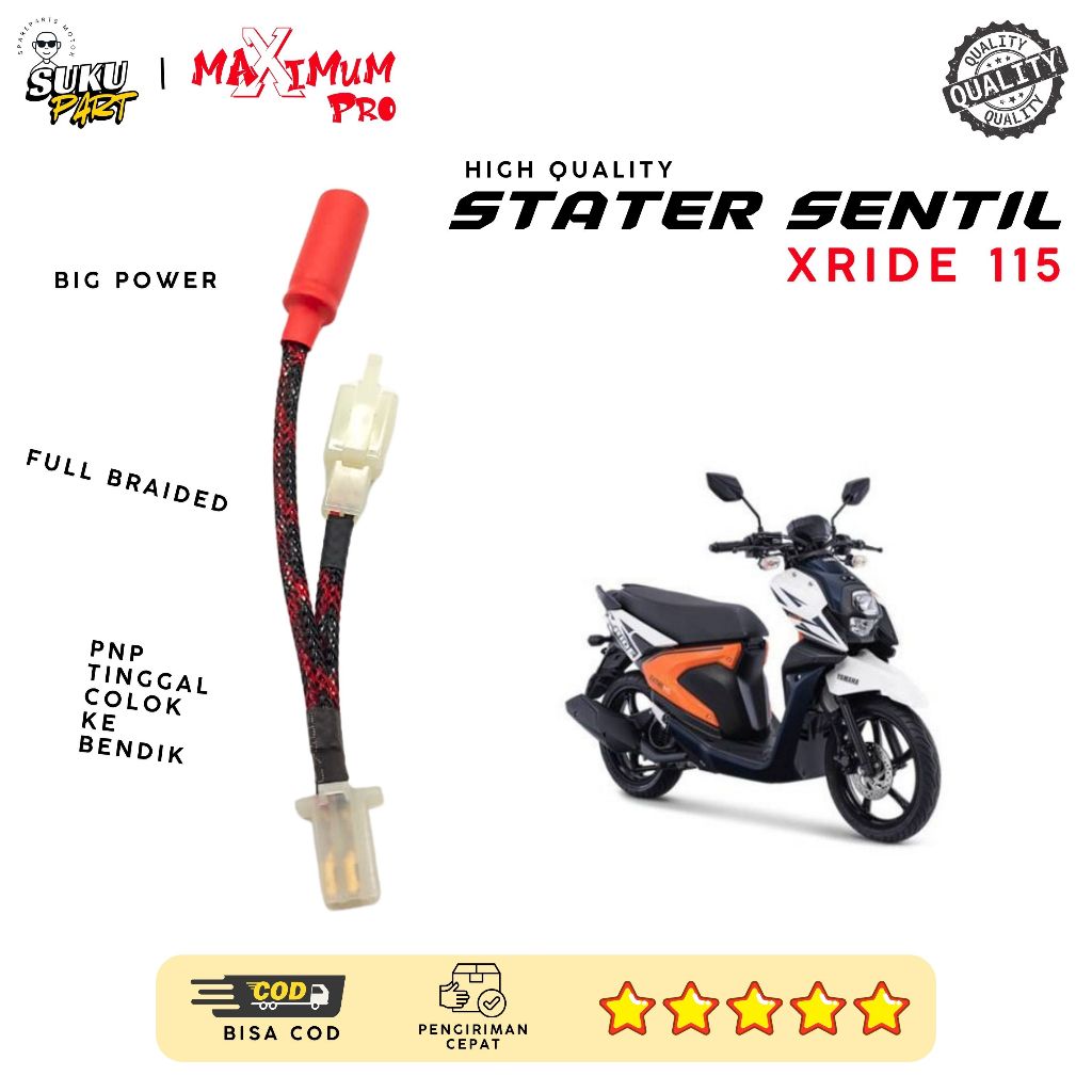 STATER SENTIL XRIDE 115 PENGUAT STARTER MOTOR YAMAHA X-RIDE 115 BRAIDED KABEL PNP