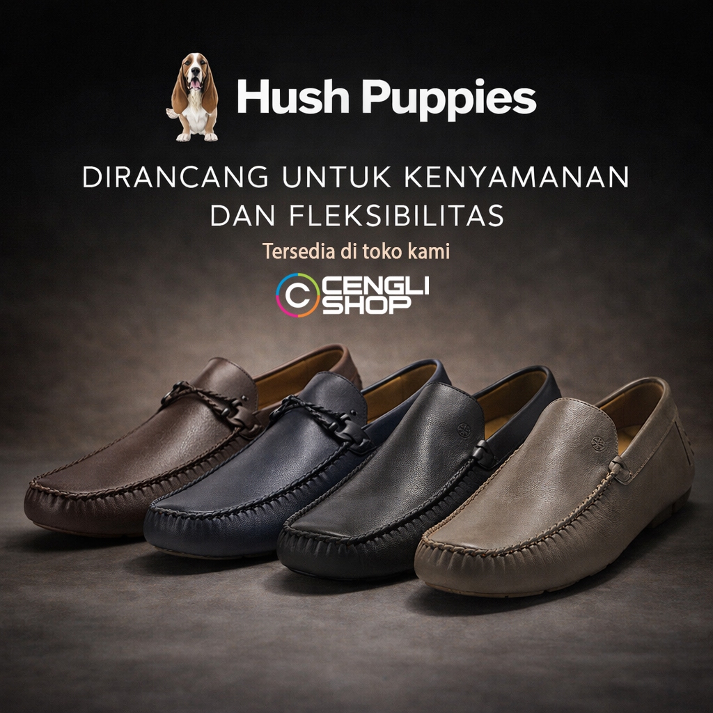 HUSH PUPPIES Sepatu Pansus Kulit Pria Loafer Mokasin Slip On Kasual Semi Formal Tanpa Tali HM128