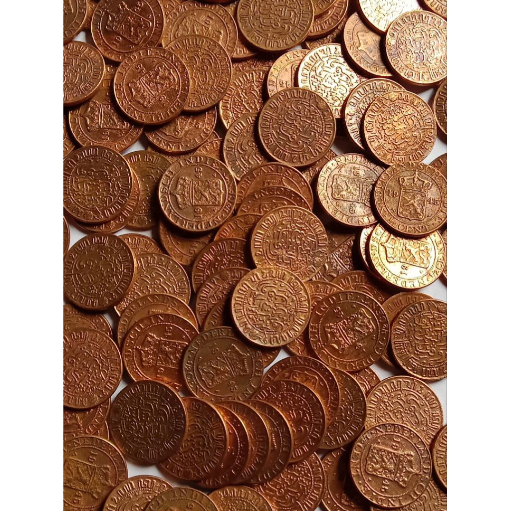Uang koin kuno ½ cent nederland indie tahun 1945