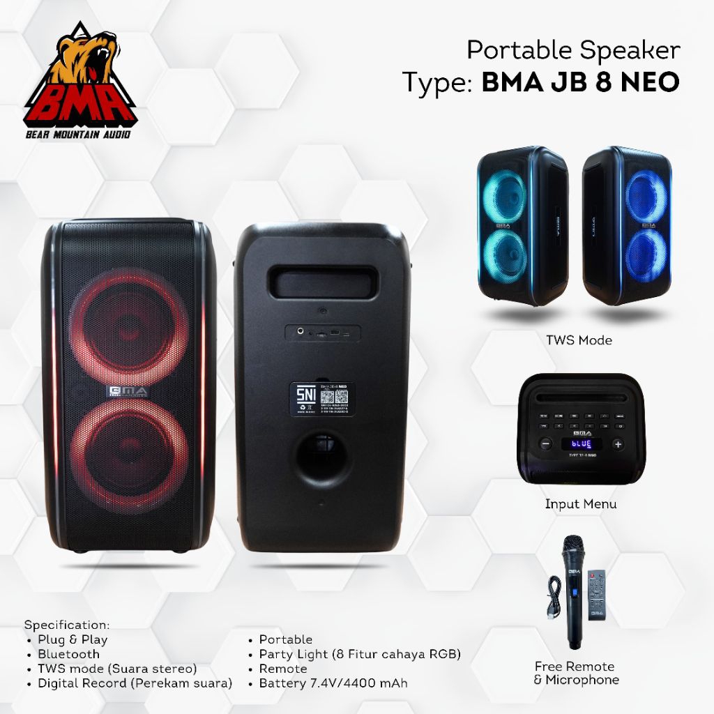 SPEAKER Portabel JB 8 Neo BMA / SPEAKER Portabel JB 8 Prime / JB 8in × 2