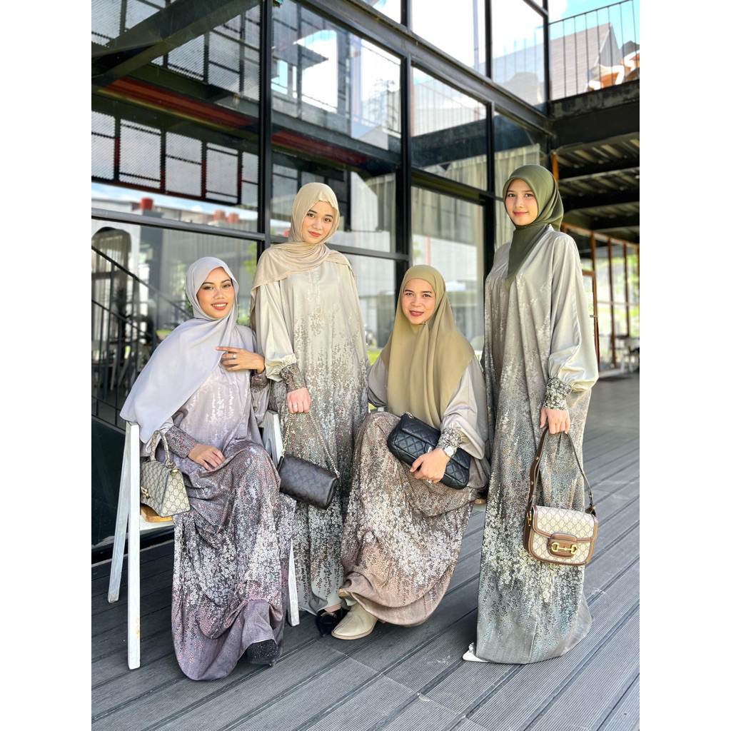 Gamis Kaftan Maryam Motif Bahan Silk Romario Premium