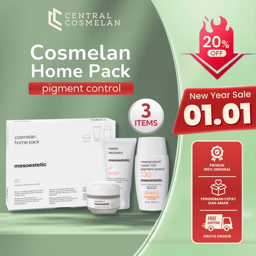 Mesoestetic Cosmelan Home Pack Paket Perawatan Flek Melasma Hiperpigmentasi Wajah Isi 3 Produk