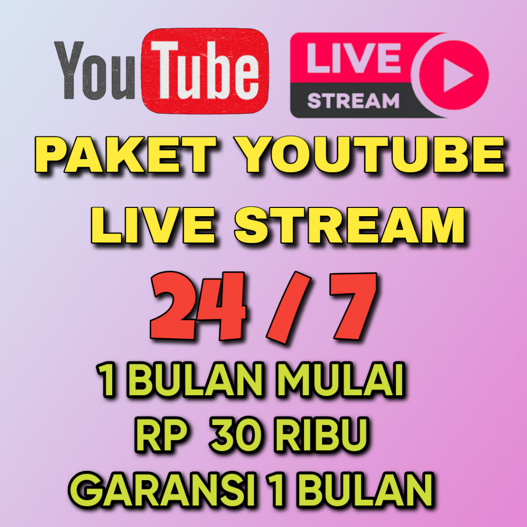 Jasa Live Streaming Youtube 24 Jam Nonstop 24/7 Murah SERVER USA