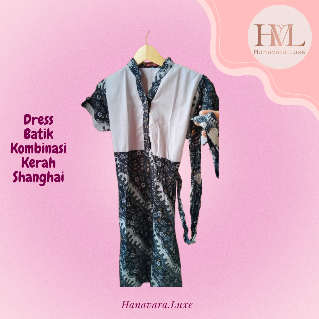 Dress Batik Modern Kerah Shanghai (Modern Batik Shanghai Dress).