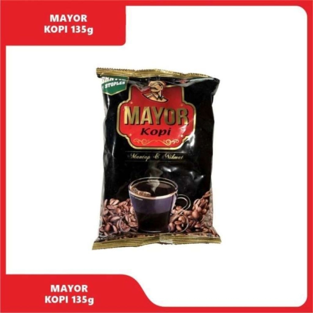 KOPI MAYOR 135 gram - Kopi Bubuk Hitam Premium, Rasa Mantap, Praktis Disimpan