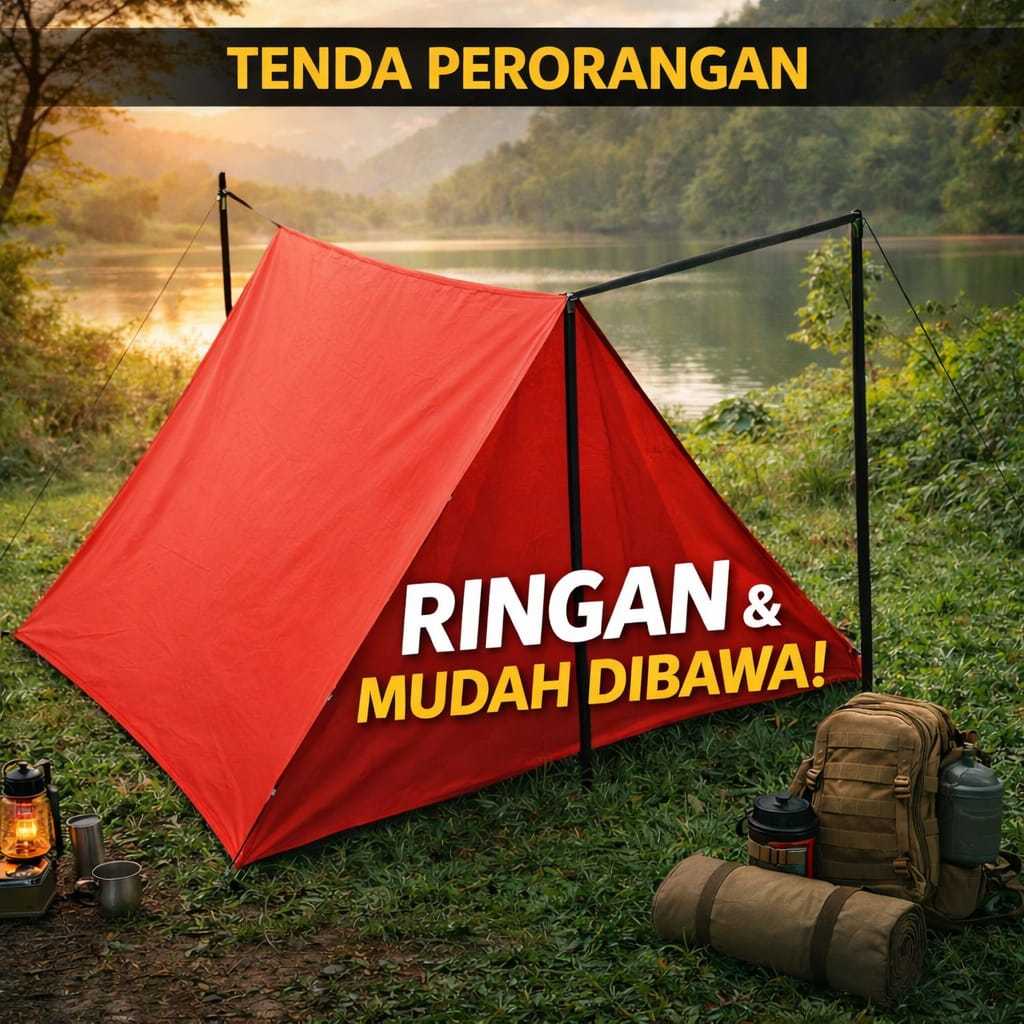 Tenda Camping 1 Orang Praktis & Ringan – Waterproof Anti Bocor