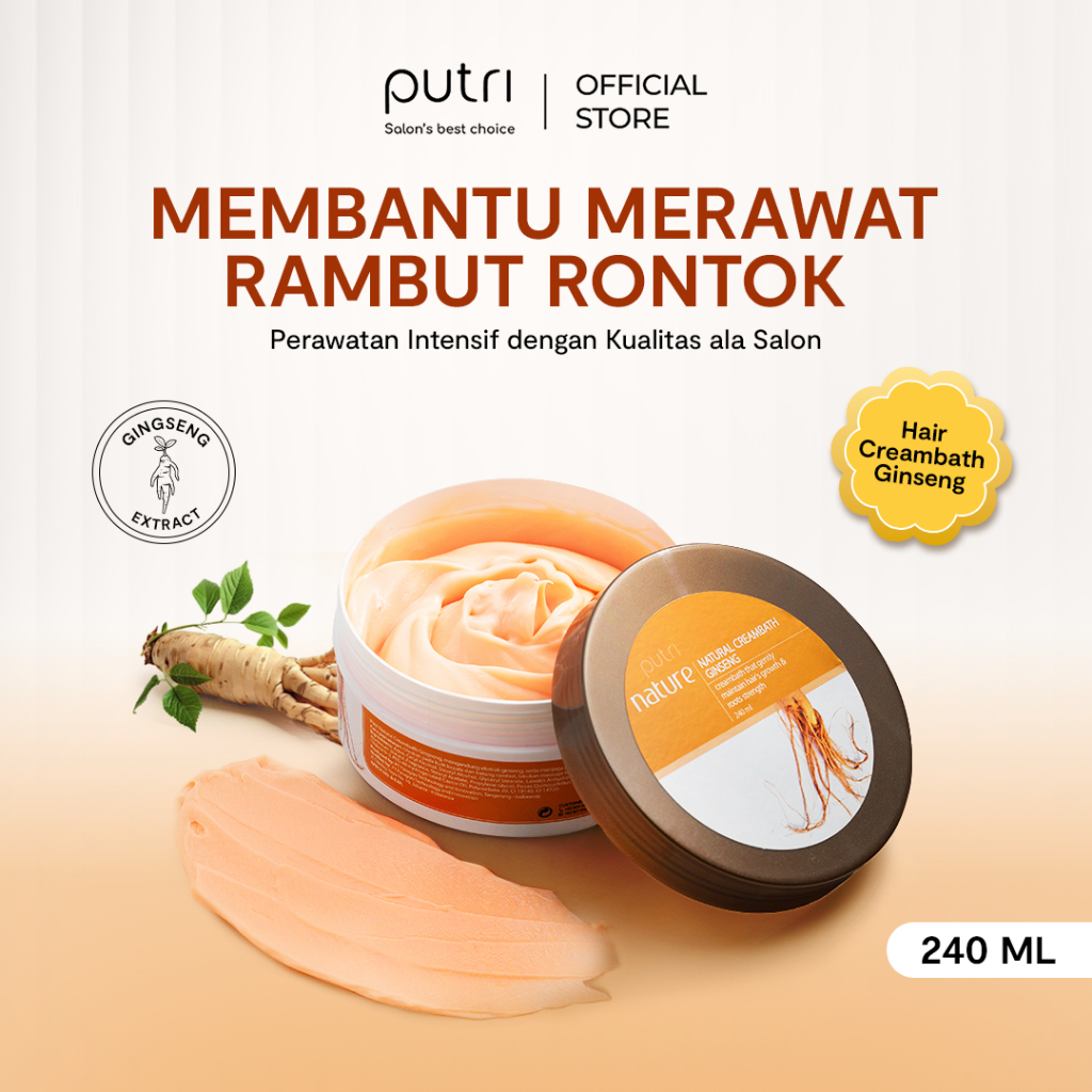 Putri Natural Creambath Ginseng 240ml | Atasi Rambut Rontok & Bercabang | Creambath Wangi Tahan Lama