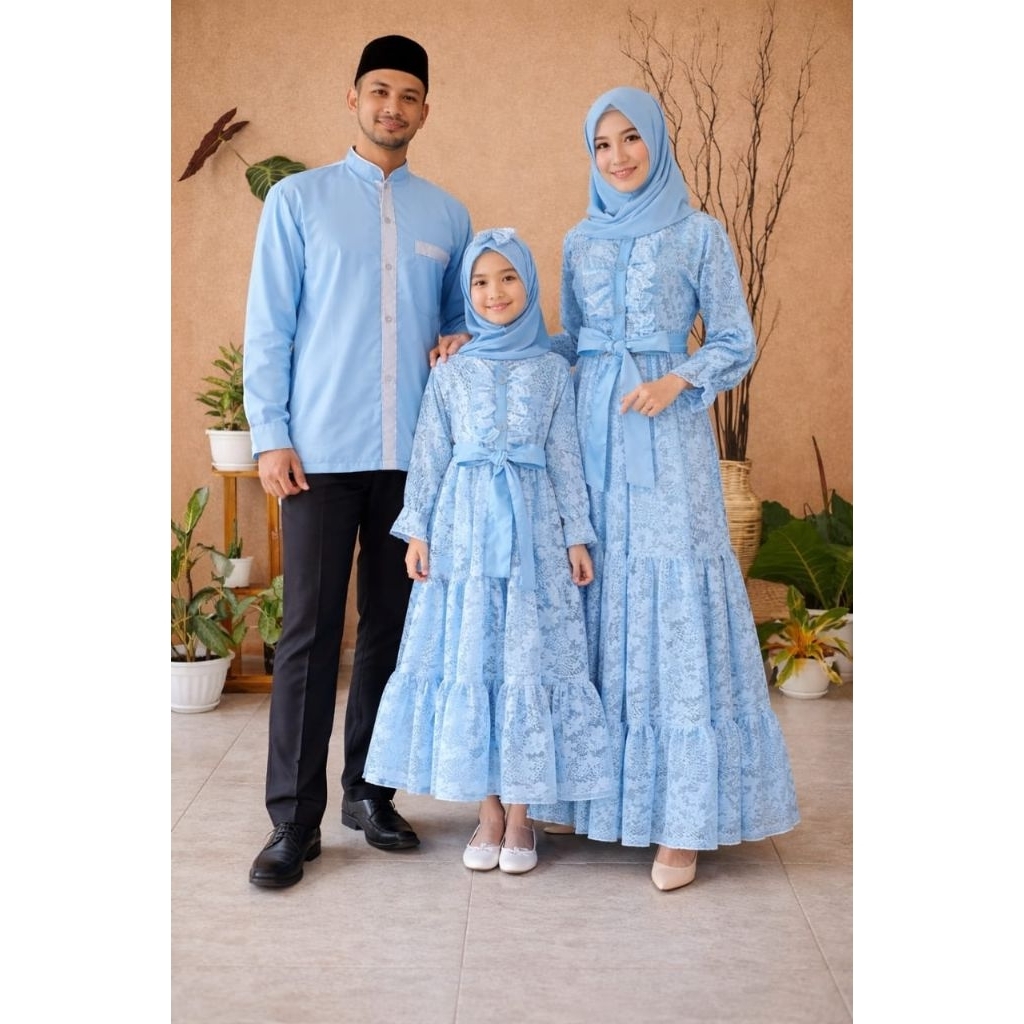 Gamis Alinea Set Family | Baju Unik | Gamis lebaran murah | Gamis lebaran keluarga | Gamis couple fa