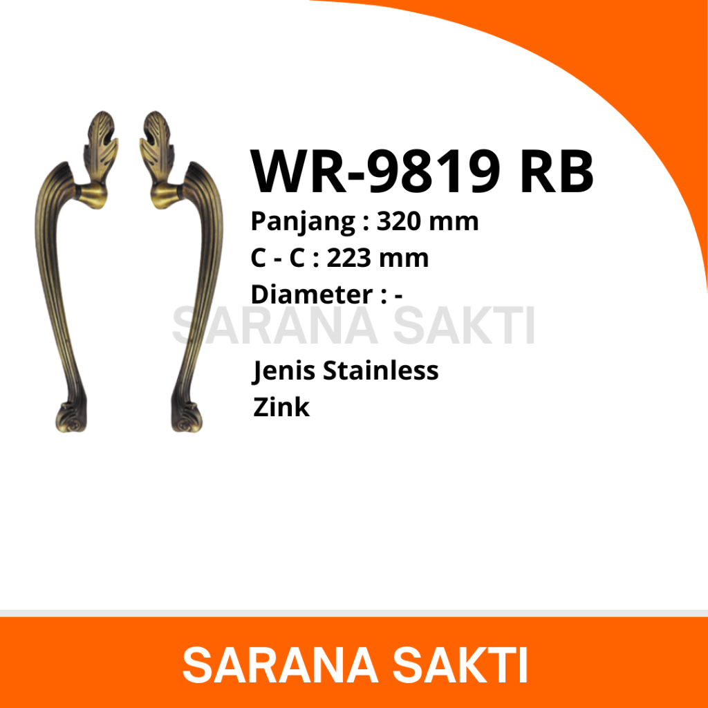 Handle Pintu Werden WR-9819 RB (1 PSG) | Tarikan Pintu Besar / Handel Pintu Rumah Minimalis Stainles