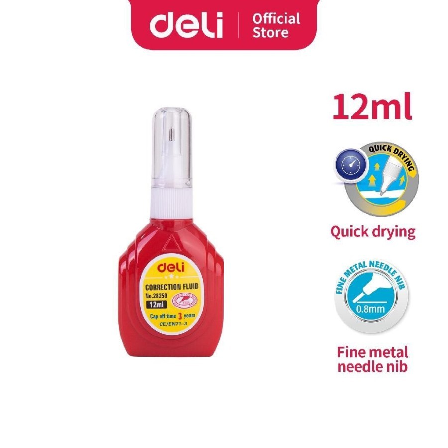 (Deli) Tipe X Cair tip Ex / Correction Pen Fluid 12 ml - C28250N