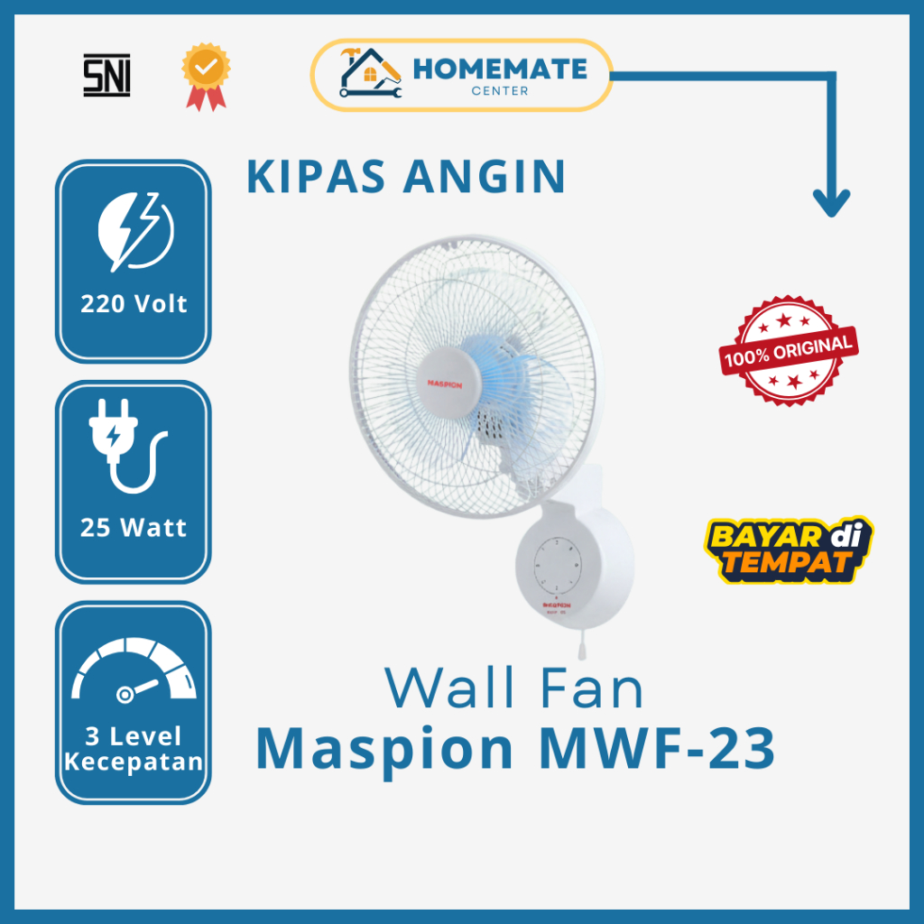 Kipas Angin Maspion MWF-23 Wall Fan 9 Inch - Kipas Angin Dinding Maspion MWF 23 Kecil Minimalis Orig
