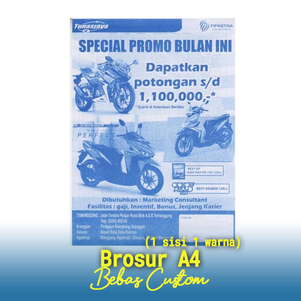 Brosur A4 Cetak Offset 1 Sisi 1 Warna, Brosur A4 Cetak Offset, Cetak Brosur Free Design, Brosur A4 1