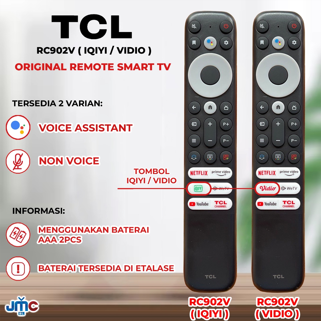 Remote Smart TV Android TCL RC902V Tombol IQIYI / VIDIO