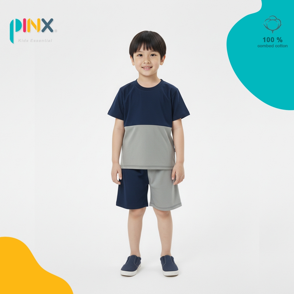 SALE PinxKids - Setelan Anak usia 1 - 8 tahun Two tone / Setelan anak Navy x Sage