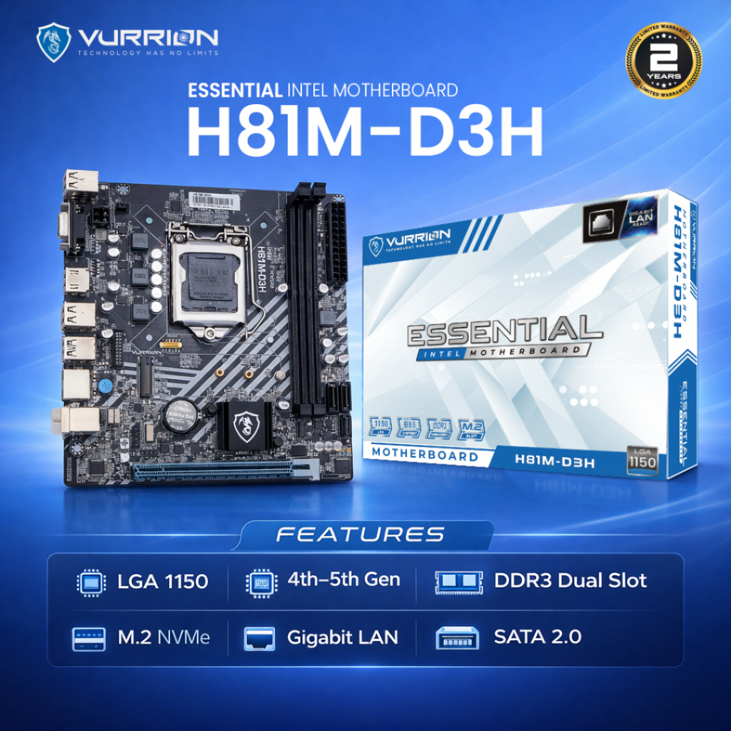 MOTHERBOARD VURRION H81M-D3H ESSENTIAL LGA 1150 | MOBO H81