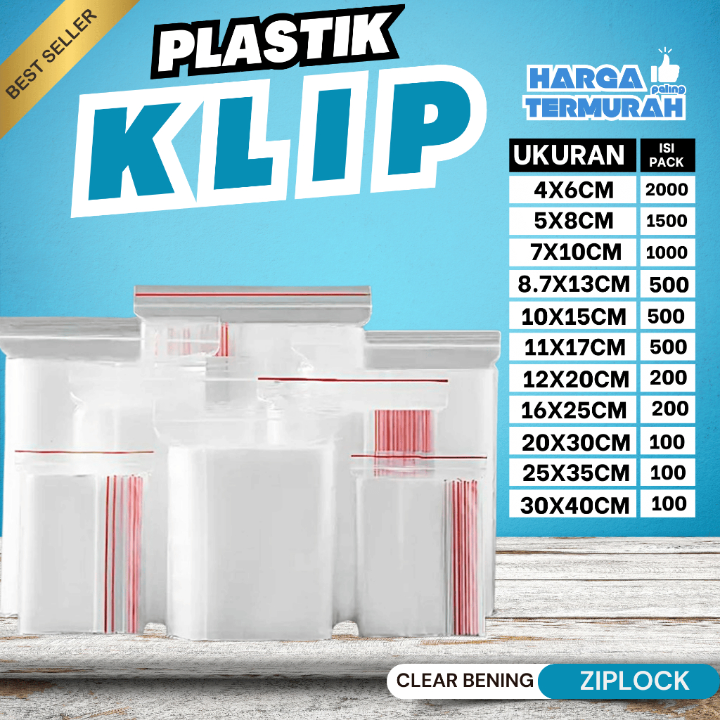 Plastik Klip Ziplock Bening Tebal 2000pcs | Tempat Makanan Kuat & Grosir Murah