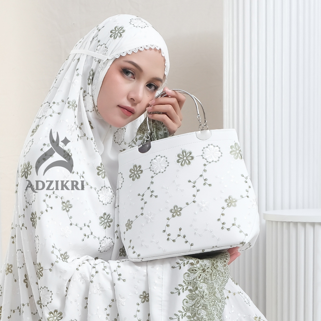ADZIKRI - Mukena Dewasa Premium 2in1 Rayon Paris Bordir Two Tone Zelina