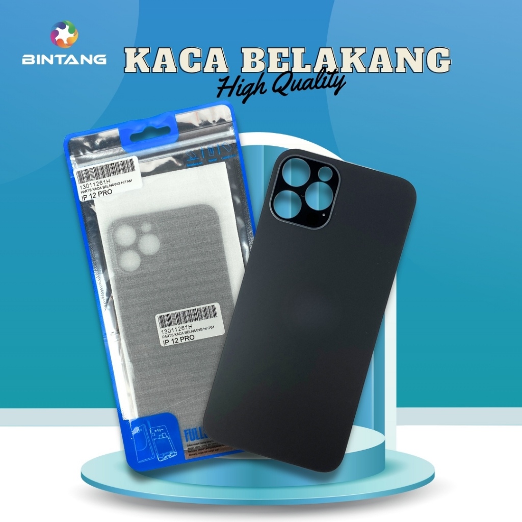 BACK COVER/BACK DOOR/BACK GLASS/BACK HOUSING/PENUTUP BELAKANG HITAM IPHONE 12 PRO