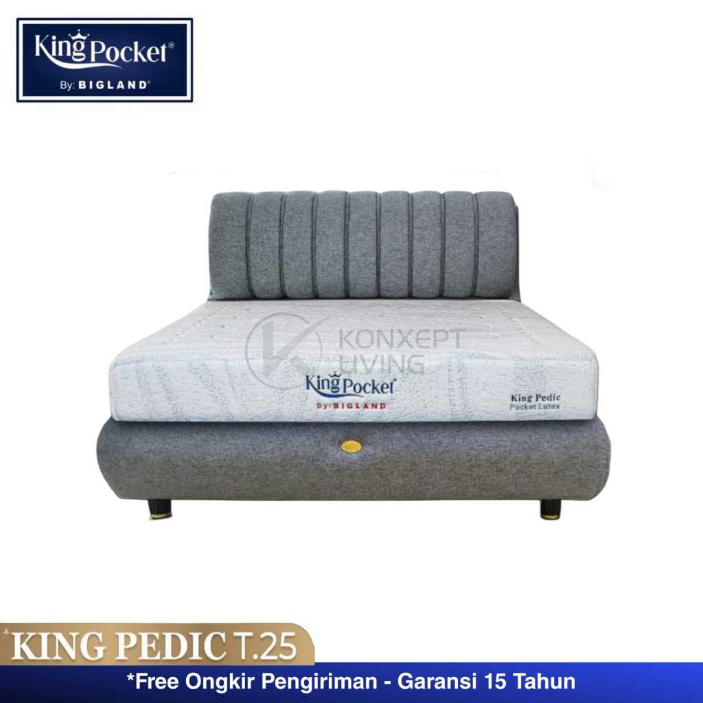 BIGLAND Springbed King Pocket Latex King Pedic  25cm 5 Zone Support Firm Foam Encasement