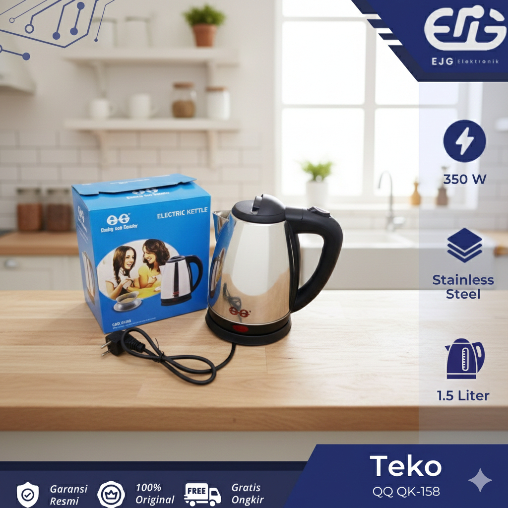 QQ electric kettle/teko 1,5L stainless QK 158